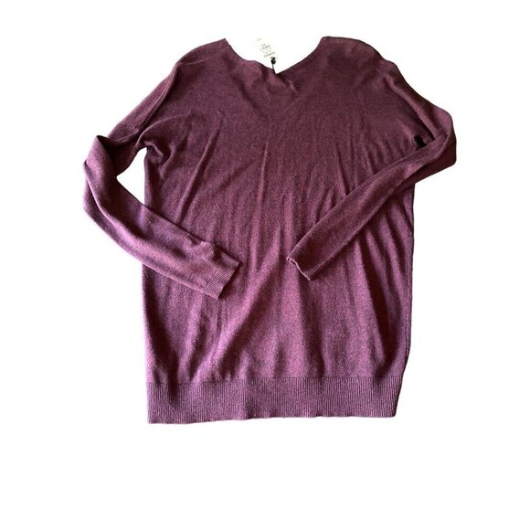 Express Burgundy V-Neck Sweater M Wool Blend - Picture 5 of 5